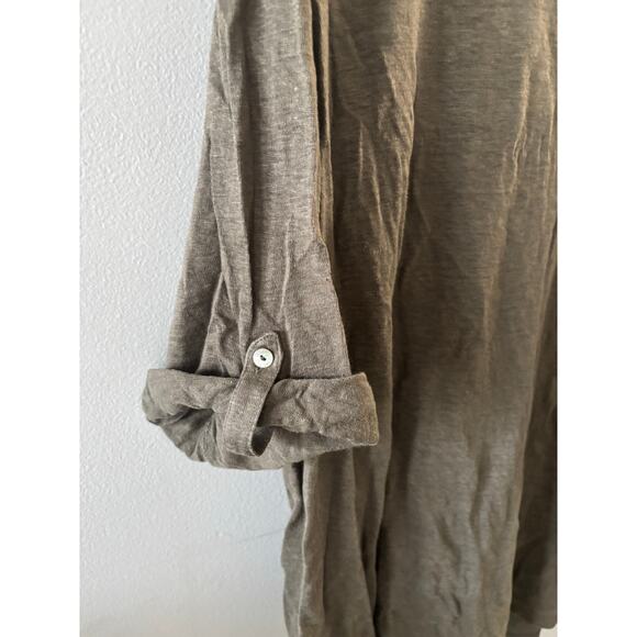 Adrienne Vittadini Womens Linen Top 2X Brown 3/4 Sleeve Lagenlook Neutral Beachy - Picture 5 of 6